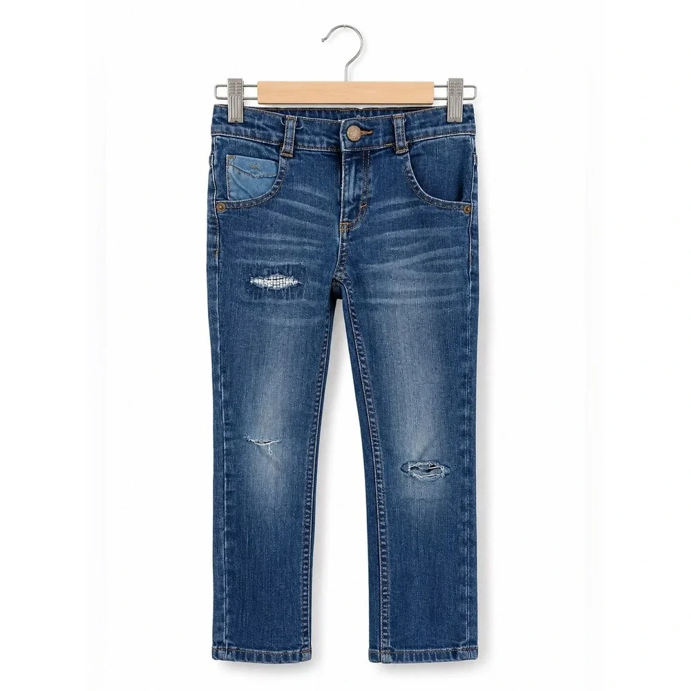 Genuine Kids‎ Boys Jeans Size 4T Distressed Blue Denim Skinny Adjustable Waist